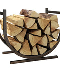 Indoor Firewood Rack And Log Holder For Fireside, U-shaped sturdy steel with powder coating, holds stacked firewood logs