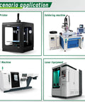 Scenario application showing 3D printer, soldering machine, CNC machine, and laser equipment setup.