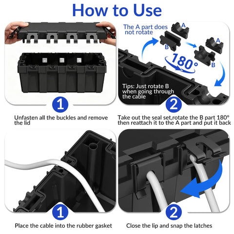 How to use Waterproof Outdoor Electrical Box Heavy Duty Cover For Extension Cords And Holiday Lights with step-by-step instructions.