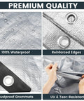 Heavy Duty Tarp Cover Extra Thick Waterproof Tarpaulin With Rip Proof Edges And Reinforced Grommets UV Resistant 6x8 Ft