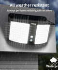 Solar Motion Sensor Flood Light With Remote Control No Fuss Dual Color 3000K 6500K 180 Degree Radar IP65 mounted on wall
