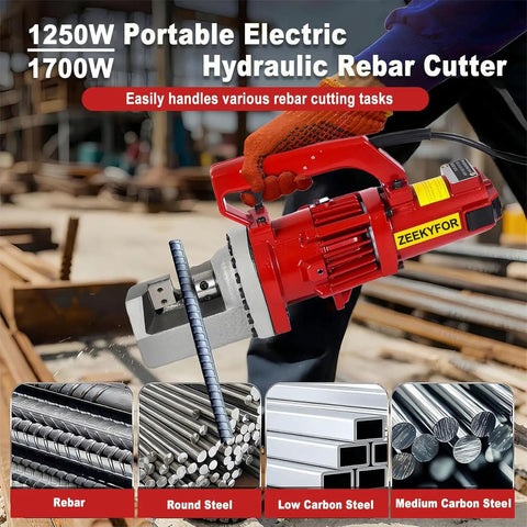 Hydraulic Rebar Cutter 20mm 25mm Heavy Duty 1700W Steel Bar Cutter in use cutting steel on site