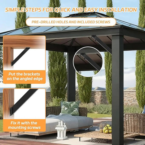Beefy 45 Degree Angle Gazebo Bracket Set Heavy Duty Pergola Connector Braces Inside Mount For Gazebos And Patios 4 Pack Sturdy Wooden Post Support For Logs Cabins Backyard
