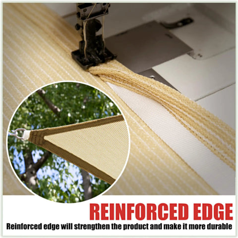 Close-up of reinforced edge stitching on Red 8x12 Ft Rectangle Shade Sail Canopy UV Block UV Resistant Dope Heavy Duty Commercial Grade Outdoor Patio Carport Shelter Custom Size Options Weatherproof Easy Mount