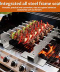 Two Pack Stainless Steel Skewer Rack With Anti Tip Design And Reinforced Base For BBQ Kabob Grilling Accessories on grill