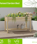 Raised Wood Planter Box On Legs With Storage Shelf For Vegetables Flowers And Herbs Outdoor Garden Bed For Backyard Patio Or Balcony Easy Setup No Fuss Assembly Natural Finish 48x24x30.7 Inches