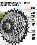 Eight Speed E Bike Freewheel 11 28 Teeth Screw On for Threaded Freehub Replacement Parts Durable Silver Plated Metal