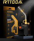 Propane Torch Head With Trigger Start High Intensity Pencil Flame For Soldering Welding Cooking DIY Friendly Mapp Propane Gas Compatible CSA Certified Ergonomic Non Slip Handle Upgrade For Precise Flame Control, shown with packaging.