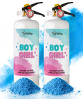 Epic Giant Gender Reveal Fire Extinguisher Pack With Blue Smoke Bombs, two dispensers with blue cornstarch for baby shower.