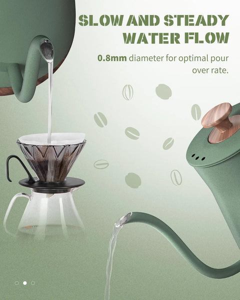 Gooseneck Electric Kettle 0.8L 1000W Stainless Steel Pour Over Kettle For Coffee And Tea With Auto Shut Off Wood Grain Handle