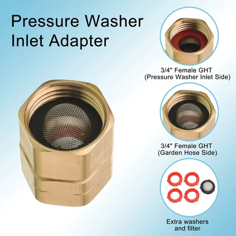 Heavy Duty Brass Garden Hose Adapter Female To Female Three Quarter Inch Dual Swivel Connectors Pressure Washer To Hose Fittings Two Pack With Extra Washers And Filter Leak Proof Quick Fit