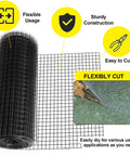 Vinyl Coated Welded Hardware Cloth 16 Gauge 24x100 Inch Heavy Duty Fence Mesh For Home And Garden Projects Rust Resistant Galvanized Steel Easy To Cut With Scissors Black Finish