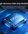 Close-up of DSM chip for Tiny Stomp Multi Effects Guitar Pedal With 125 Effects 99 Presets 10 Modules, illustrating high accuracy amp modeling.