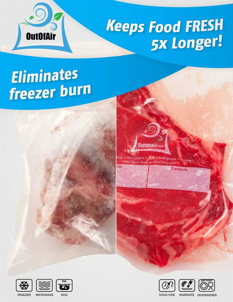 11 Inch By 100 Foot Vacuum Sealer Bags Rolls With Dispenser Cutter, BPA Free 4 Mil Thick, Great For Sous Vide, sealed meat