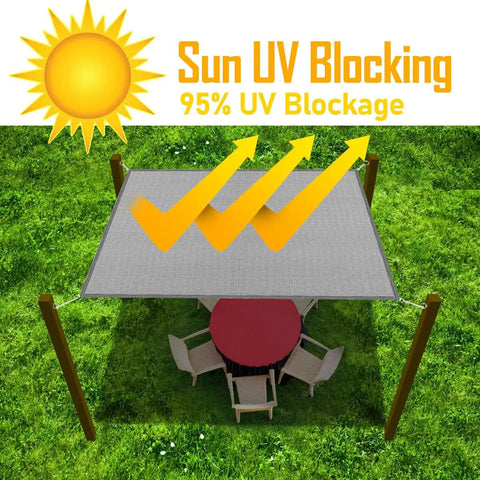 5 By 7 Foot Gray Sun Shade Sail Straight Edge Canopy For Outdoor Patio Lawn Garden Backyard Carport UV Blocking Ninety Five Percent