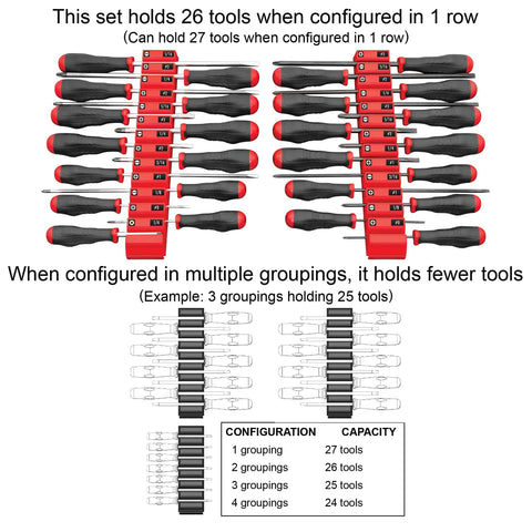 Modular Screwdriver Organizer For 26 Tools With Anti Slip Base Black Made In USA Pro Grade Storage System For Builders And Techs
