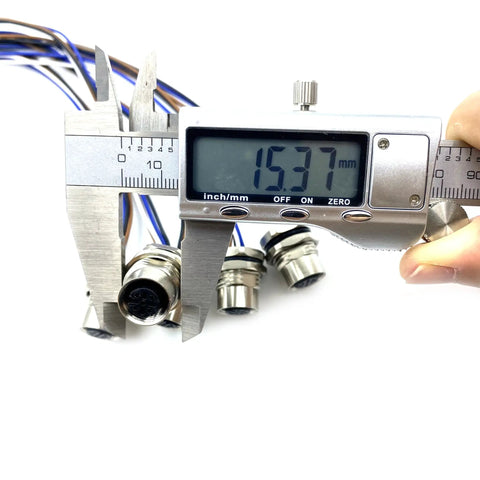 Caliper measuring Two Pack M12 4 Pin A Coded Female Connector Cable 0.5M Front Mount IP67 Waterproof Unshielded Socket
