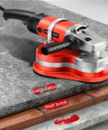 Heavy Duty 2800W Corded Angle Grinder With Six Speed Settings And Detachable Head on a surface for precise cutting tasks.