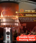 Powerful 50,000 BTU Propane Patio Heater On Wheels For Backyard Hangouts And Outdoor Dining with double-layer heating mesh