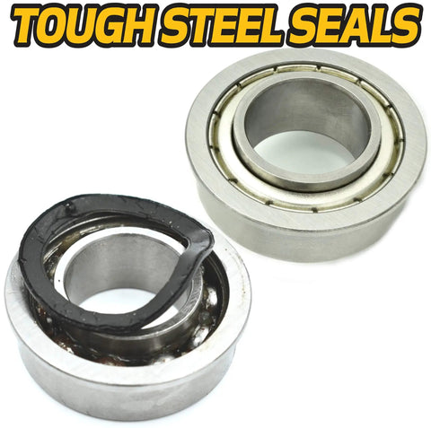 Heavy Duty Front Wheel Bearings 4 Pack Precision Machined Ag Tractor Replacement Built Different With Synthetic Grease And Sealed Steel Shields Zero Maintenance Design That Will Ride Smooth showing tough steel seals for durability.