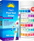 7 In 1 Pool Test Strips With App 150 Count Extra Long Strips for Chlorine, pH, Alkalinity, and Hardness with testing chart