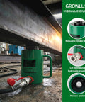 Heavy Duty 30 Ton Hollow Hydraulic Cylinder Jack With 2 Inch Stroke Hydraulic Ram Heavy Hitter positioned under metal beam for industrial use.