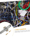 Smooth Operator Adjustable Wire Stripper And Fiber Optic Cable Cutting Tool on a mess of wires, ideal for clean cable management.