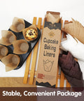200 Pack Natural Tulip Cupcake Liners Unbleached Baking Cups For Standard Muffin Pans Heavy Duty in a convenient package.