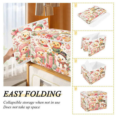 Heavy Duty Foldable Storage Bin With Flip Top Lid And Reinforced Handles For Home Bedroom Office Shelves and Collapsible Container that Folds Flat In A Snap Keep Your Gear Legit Organized, featuring easy folding design.