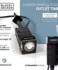 Tough As Nails Garden Timer Stake With 6 Grounded Outlets Waterproof Timer for outdoor lights with cord, GFCI outlets