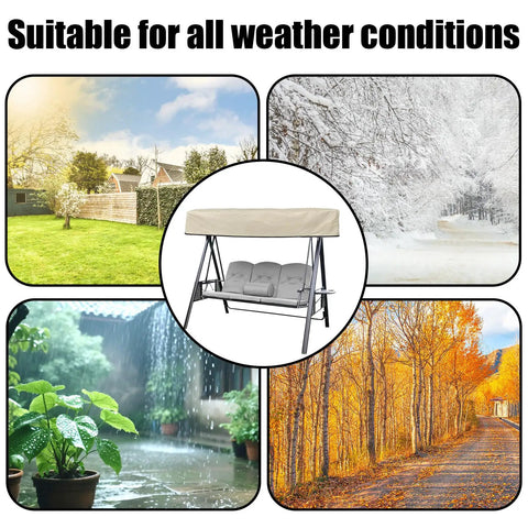 Swing Canopy Replacement Cover For Outdoor Porch And Patio 64.57 By 44.89 By 5.9 Inches Waterproof Windproof Sunshade Beige in all weather conditions