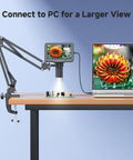 5 Inch LCD Digital Soldering Microscope With Flexible Stand, 1000X Magnification, image on PC, ideal for electronics repair, coin collecting.