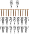 Heavy Duty Drywall Anchor Kit With Screws, 20 Sets, Self Drilling Zinc Alloy And Iron displayed in rows