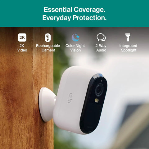 Essential Wireless Outdoor Security Camera System with Dope 2K HD Video, Battery Powered, 3 Camera Kit, 3rd Gen 2025 Release