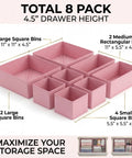 8 Pack Fabric Drawer Organizer Bins in sleek black with various sizes for decluttering clothing and gear.