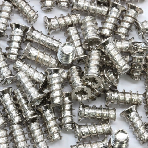 100 Pack Pozi Cross Flat Head Euro Screws 6mm by 13mm Nickel Plated Steel Type B Point Phillips Drive Cabinet And Furniture Screws