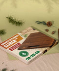 Heavy Duty Pine Wood Appliance Slider Smooth Glide Tray For Coffee Maker And Air Fryer on a green background with pine decor.