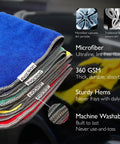 Microfiber cleaning cloths stack, 16x16 inches, reusable and washable, 12-pack, assorted colors