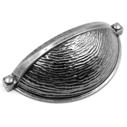 Aged Silver Molten Texture Cup Pulls 3 Inch Hole Centers 6 Pack Vintage Drawer Handles For Kitchen Cabinets And Dressers built tough finish