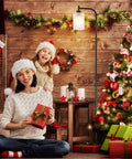 Festive living room with decorated Christmas tree and Gold Floor Lamp Tall Standing Light With Clear Glass Shade For Living Room And Bedroom.