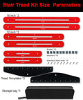 Adjustable Stair Tread Template Angle Finder With Heavy Duty Aluminum Frame And Grippy Rubber Pads showing size parameters and accessories.