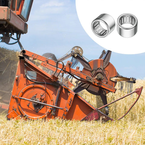 HK1816 One Way Needle Roller Clutch Bearing on agricultural machinery, 0.5 X 0.69 X 0.5 Inch, chrome steel for heavy duty use.