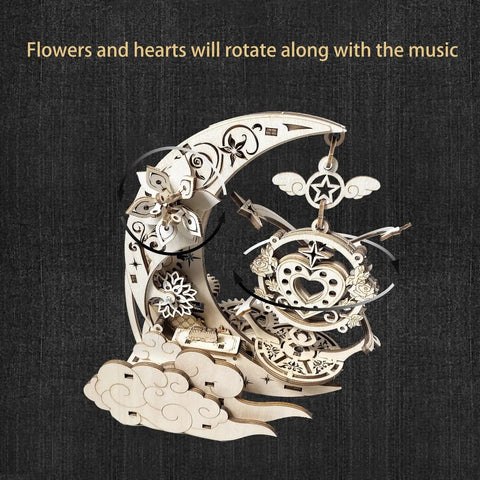 3D Puzzle Kit For Adults: Mechanical Music Box Model Build featuring intricate non-toxic plywood design with rotating parts
