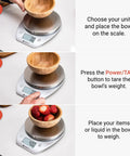 Steps to use 0.1g Precision Digital Kitchen Scale With Removable Bowl For Grams And Ounces Weighing Up To 11 Lb 5 Kg Stainless Steel.