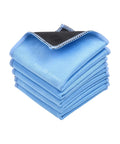 Eco-Fused blue microfiber cleaning cloths, 5-pack, double-sided with black suede backing