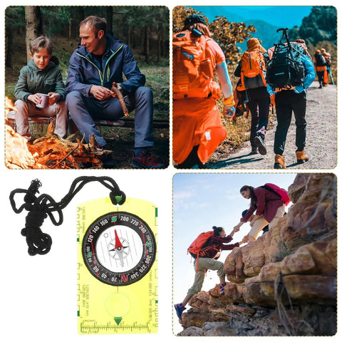 Pocket-Sized Orienteering Compass With Scale Navigation Tool For Outdoor Adventures, Acrylic Survival Compass on ground