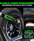 Heavy Duty 2 Inch By 8 Foot Car Tie Down Straps With J Hooks 4 Pack 10,000 Lb Break Strength securing a tire on a trailer