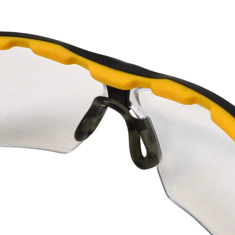 Lightweight Safety Glasses With Antifog Clear Lenses offer heavy duty wraparound coverage, showcasing snug TPR brow guard and frame detail.
