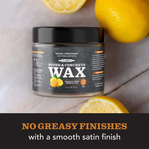 Natural Stone Daily Cleaner And Wax Care Kit For Soapstone Slate And Concrete Surfaces jar with lemon and orange extract scent.