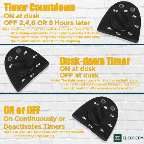 Heavy Duty Outer Timer Outlet Waterproof Plug In Dusk To Dawn Light Sensor 24 Hour Mechanical Countdown control dial for outdoor lighting.